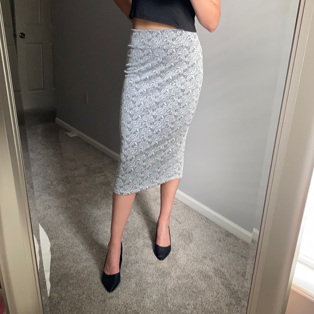 Black and White Floral Skirt